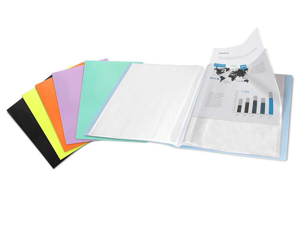 CARPETA LIDERPAPEL ESCAPARATE 37925 30 FUNDAS POLIPROPILENO DIN A4 NEGRO OPACO