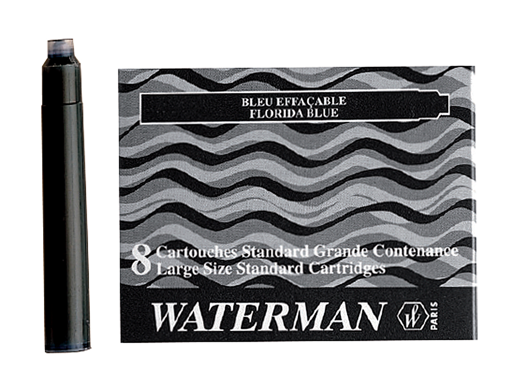 TINTA ESTILOGRAFICA WATERMAN SERENITY BLUE CAJA DE 8 CARTUCHOS STANDARD LARGOS