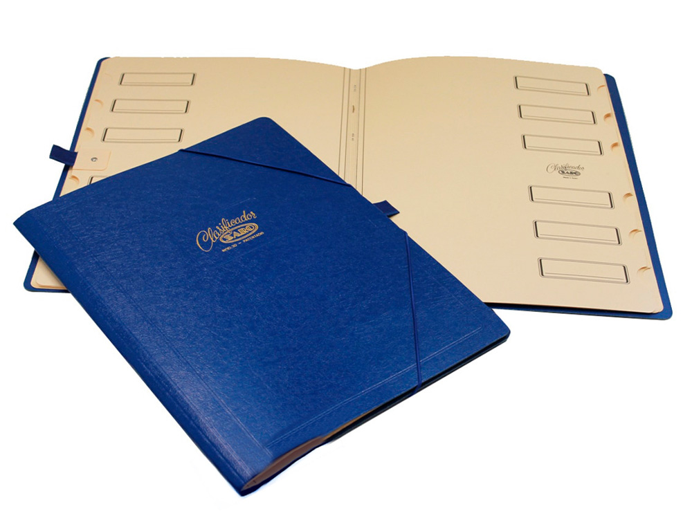 CARPETA CLASIFICADOR CARTON COMPACTO SARO FOLIO AZUL 12 DEPARTAMENTOS