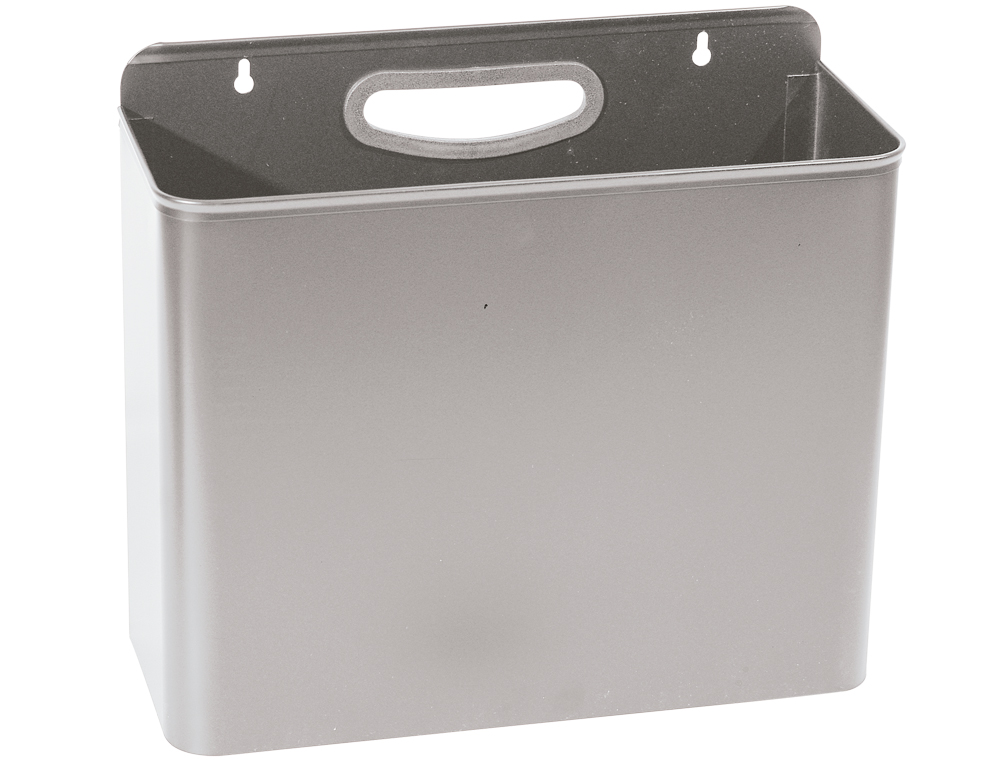 PAPELERA METALICA 99 DE PARED GRIS 285X125X325 MM
