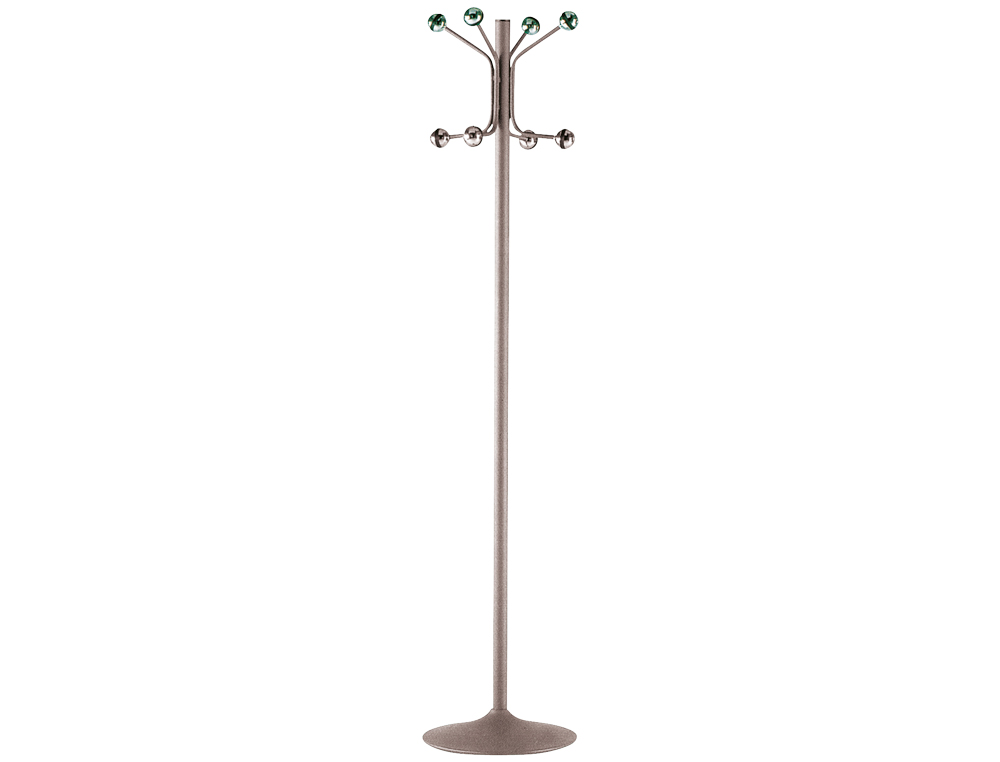 PERCHERO METALICO PIE 8 COLGADORES COLOR GRIS 177X38 CM