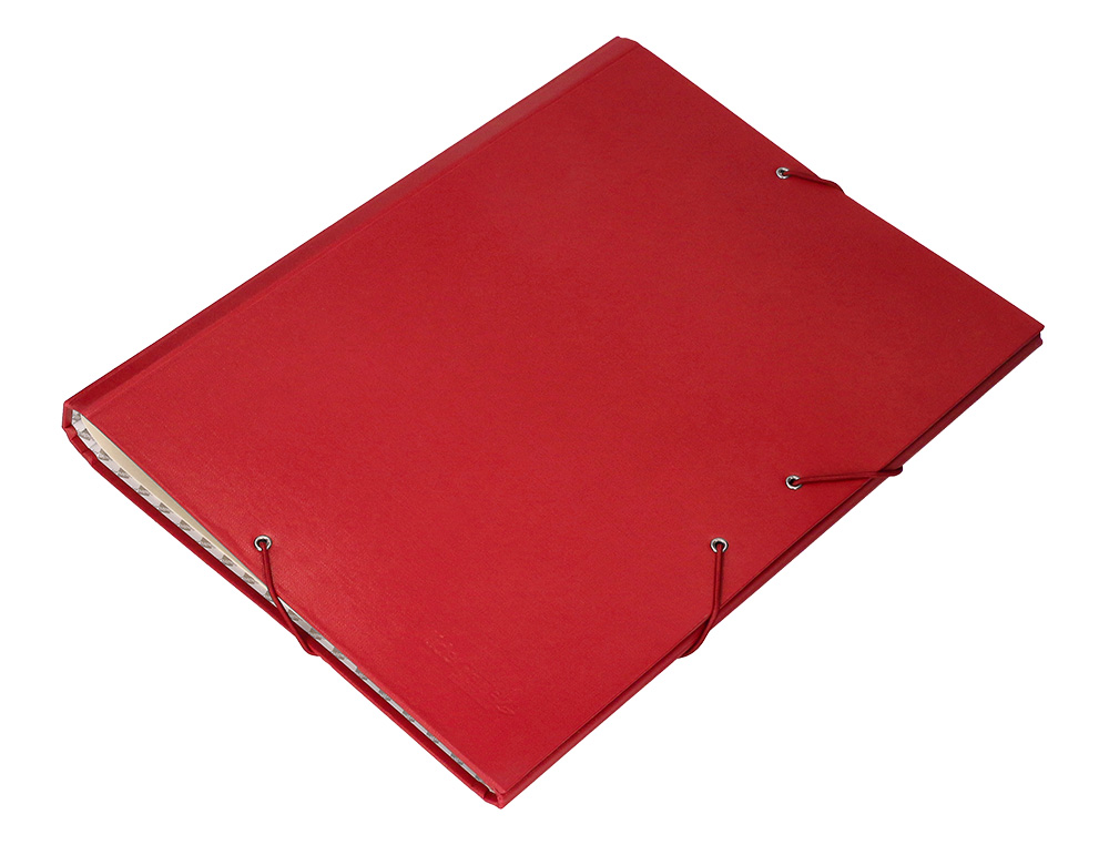 CARPETA CLASIFICADORA LIDERPAPEL 12 DEPARTAMENTOS FOLIO PROLONGADO CARTON FORRADO ROJA