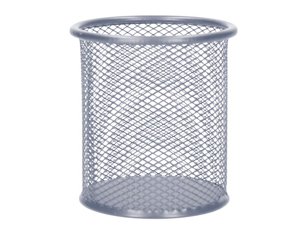 CUBILETE PORTALAPICES Q-CONNECT PLATA METAL REDONDO REJILLA DIAMETRO 86 MM ALTO 105 MM