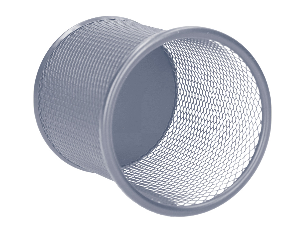 CUBILETE PORTALAPICES Q-CONNECT PLATA METAL REDONDO REJILLA DIAMETRO 86 MM ALTO 105 MM