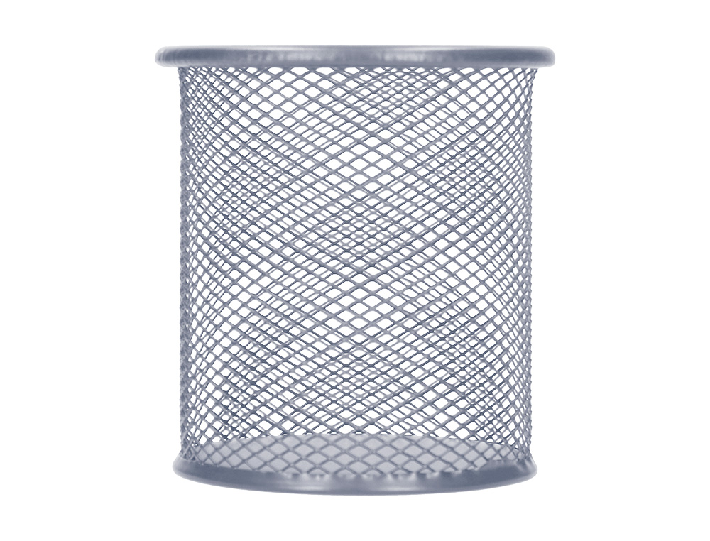 CUBILETE PORTALAPICES Q-CONNECT PLATA METAL REDONDO REJILLA DIAMETRO 86 MM ALTO 105 MM