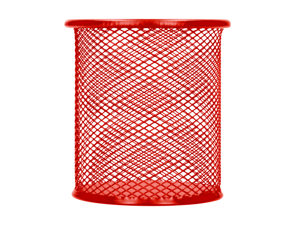 CUBILETE PORTALAPICES Q-CONNECT ROJO METAL REDONDO REJILLA DIAMETRO 86 MM ALTO 105 MM