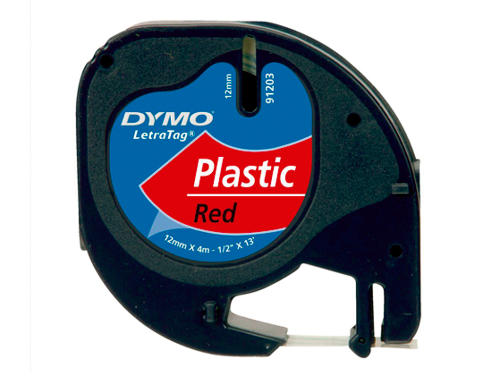 CINTA DYMO 12MMX4MT -NEGRO/ROJO PARA MAQUINA LETRATAG