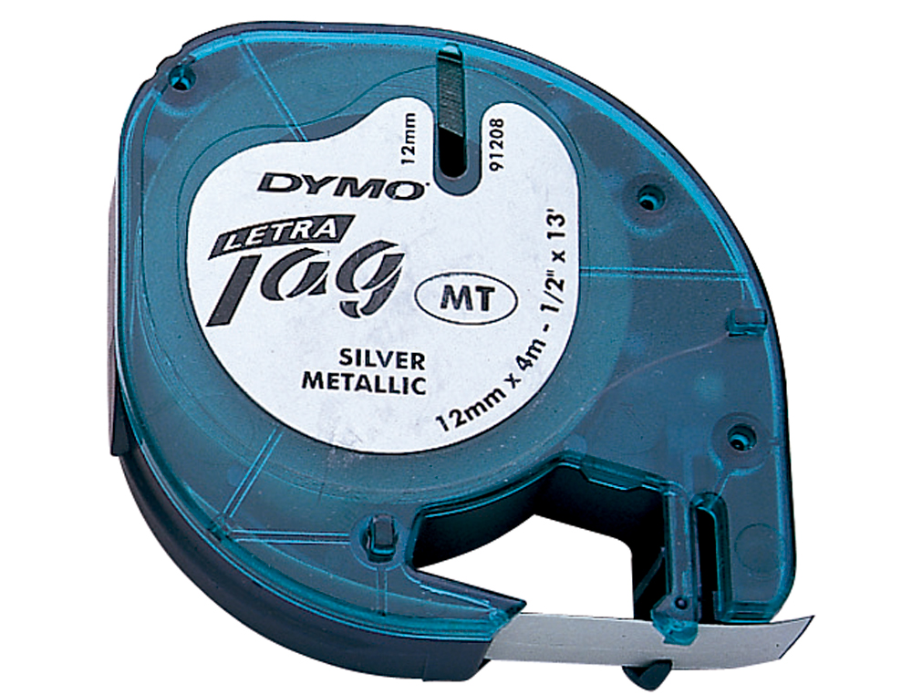 CINTA DYMO METALIZADA 12MMX4MT -NEGRO/PLATA PARA LETRATAG