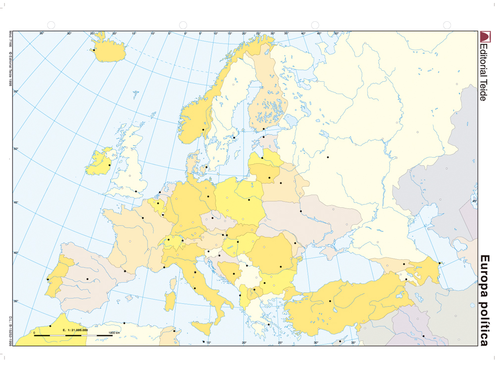 MAPA MUDO COLOR DIN A4 EUROPA POLITICO