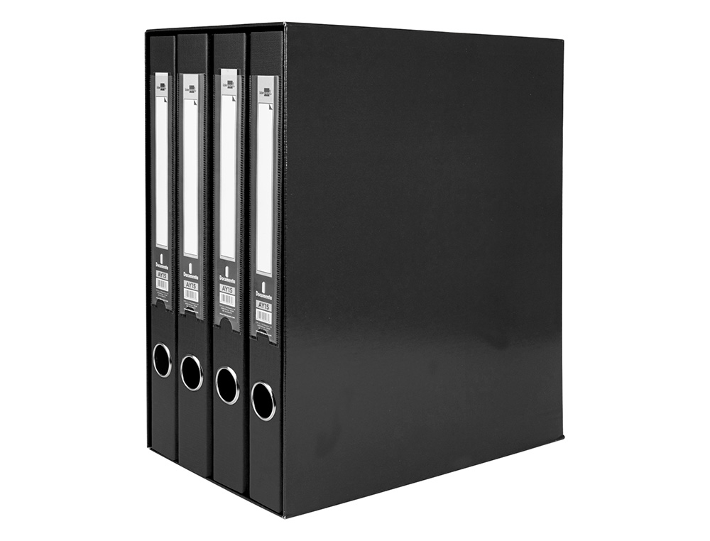 MODULO LIDERPAPEL 4 ARCHIVADORES FOLIO 2 ANILLAS MIXTAS 25MM NEGRO