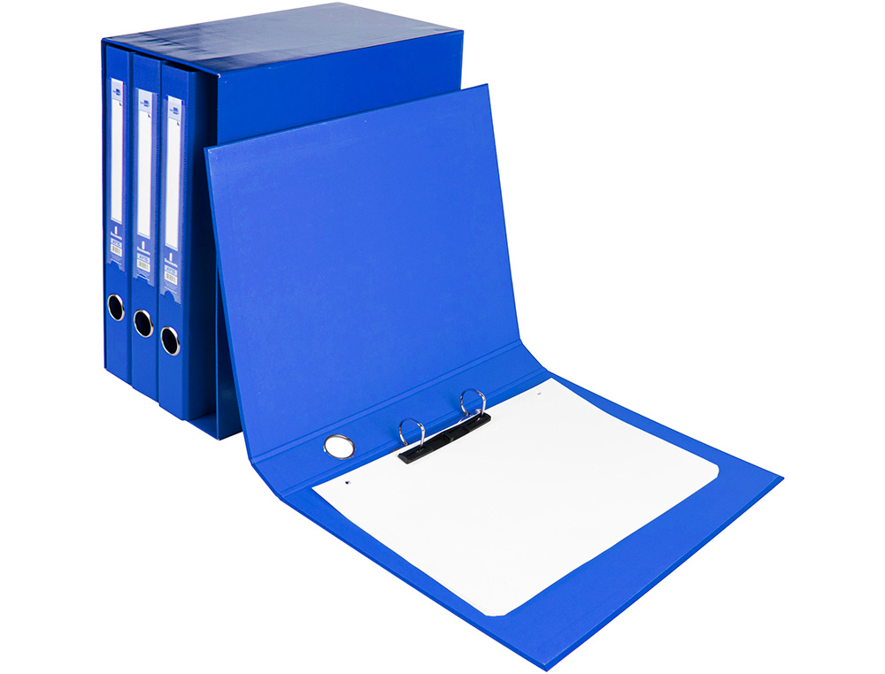 MODULO LIDERPAPEL 4 ARCHIVADORES FOLIO 2 ANILLAS MIXTAS 25MM AZUL