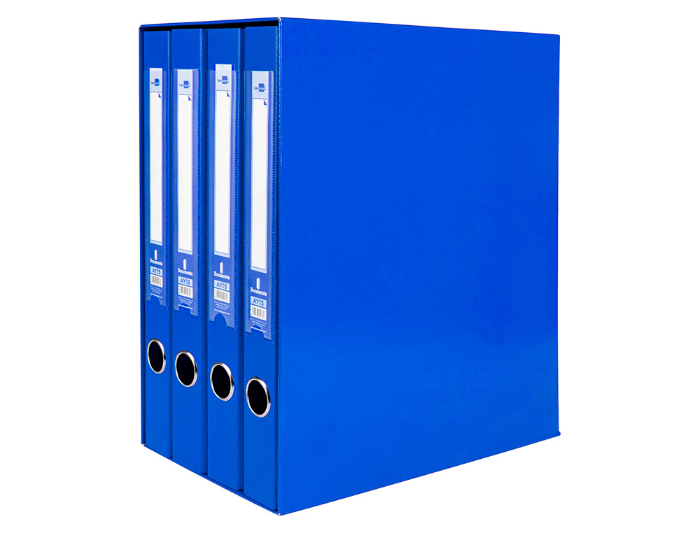 MODULO LIDERPAPEL 4 ARCHIVADORES FOLIO 2 ANILLAS MIXTAS 25MM AZUL