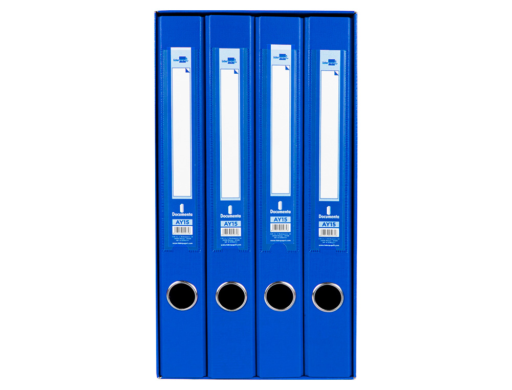 MODULO LIDERPAPEL 4 ARCHIVADORES FOLIO 2 ANILLAS MIXTAS 25MM AZUL