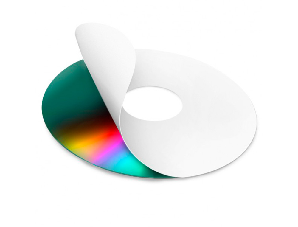ETIQUETA ADHESIVA Q-CONNECT KF01579 -TAMAÑO CD-ROM -FOTOCOPIADORA -LASER -INK-JET-CAJA CON 25 H/50 ETIQUETAS