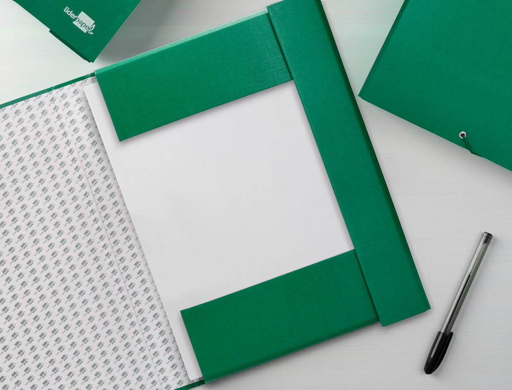 CARPETA PROYECTOS LIDERPAPEL FOLIO LOMO 50MM CARTON FORRADOVERDE
