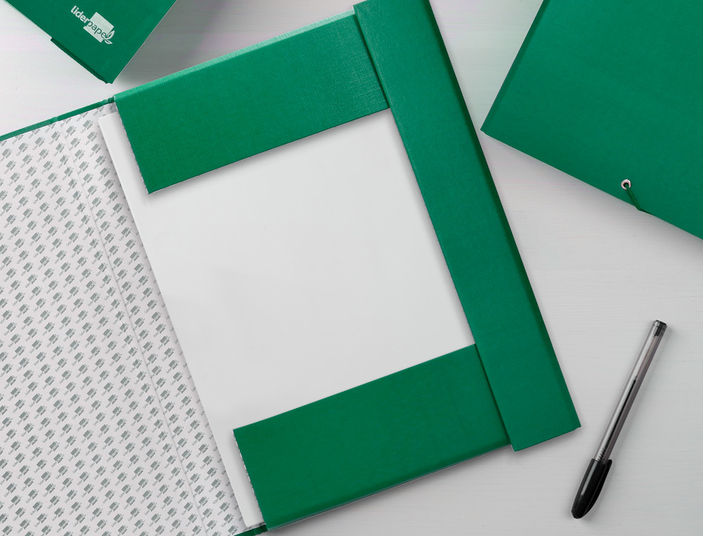 CARPETA PROYECTOS LIDERPAPEL FOLIO LOMO 70MM CARTON FORRADO VERDE