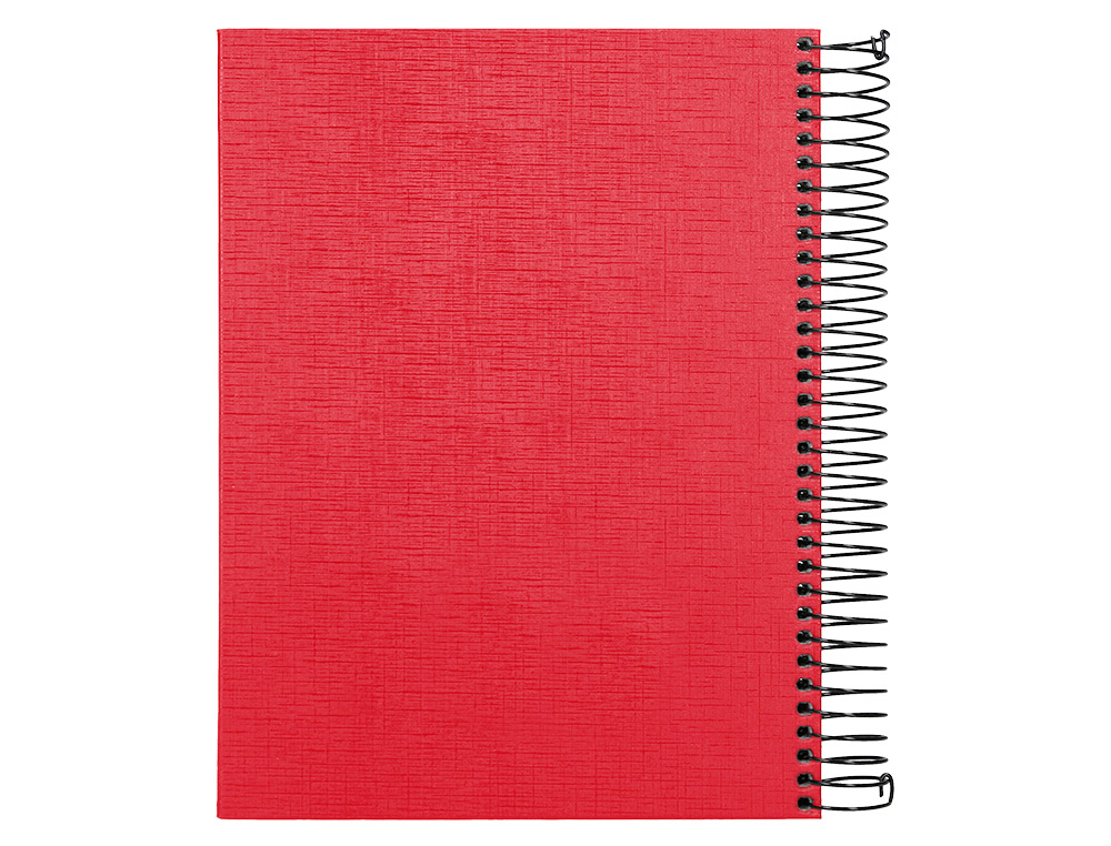 CUADERNO ESPIRAL LIDERPAPEL A5 MICRO PAPERCOAT TAPA FORRADA 140H 75 GR CUADRO5MM 5 BANDAS 6 TALADROS ROJO