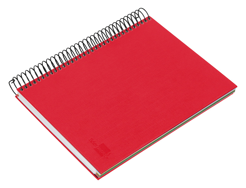 CUADERNO ESPIRAL LIDERPAPEL A5 MICRO PAPERCOAT TAPA FORRADA 140H 75 GR CUADRO5MM 5 BANDAS 6 TALADROS ROJO