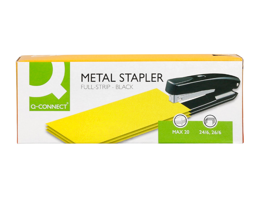 GRAPADORA Q-CONNECT KF01231 METALICA NEGRA CAPACIDAD 20 HOJAS
