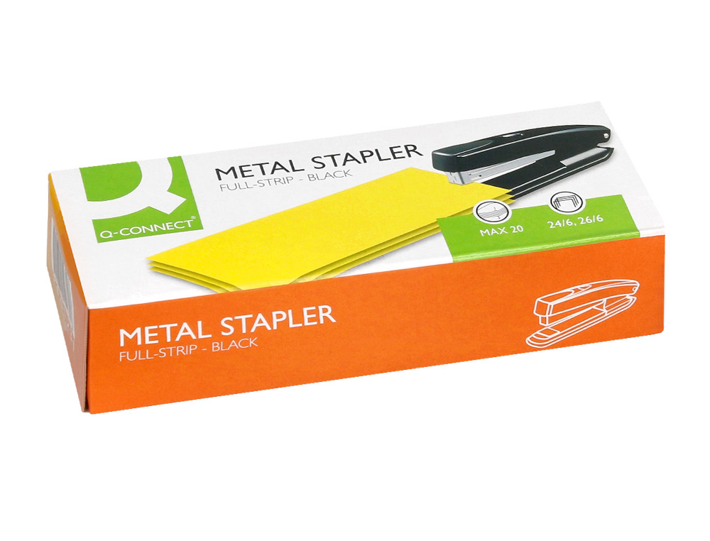 GRAPADORA Q-CONNECT KF01231 METALICA NEGRA CAPACIDAD 20 HOJAS