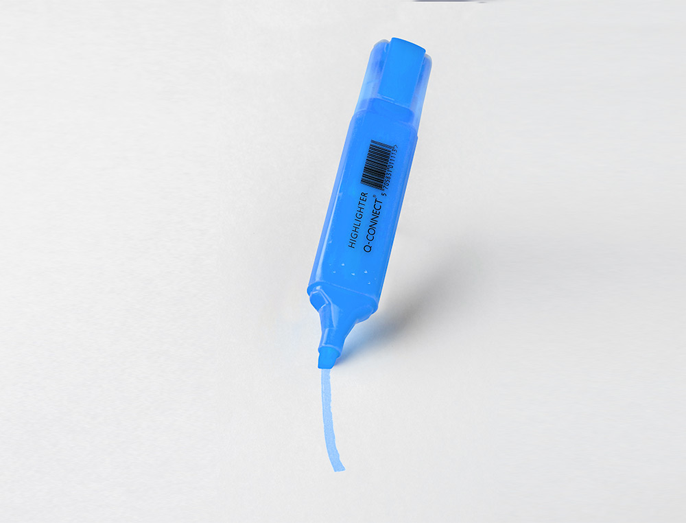 ROTULADOR Q-CONNECT FLUORESCENTE AZUL PUNTA BISELADA