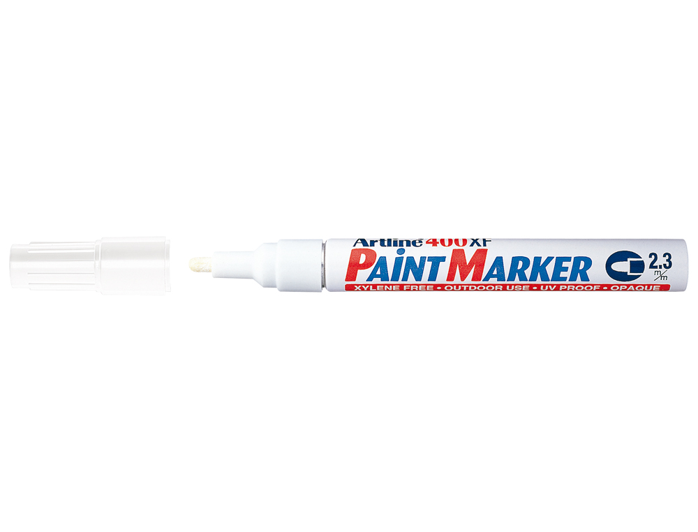 ROTULADOR ARTLINE MARCADOR PERMANENTE EK-400 XF BLANCO PUNTA REDONDA 2.3 MM METAL CAUCHO Y PLASTICO