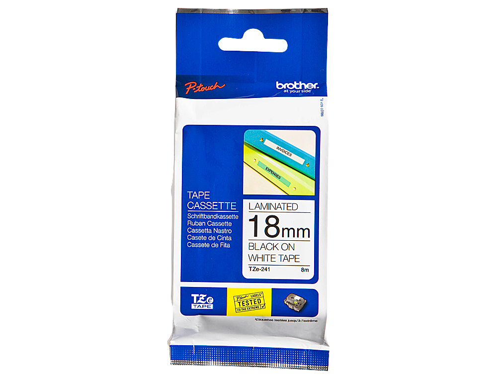 CINTA BROTHER TZE241 BLANCO-NEGRO 18MM LONGITUD 8 MT