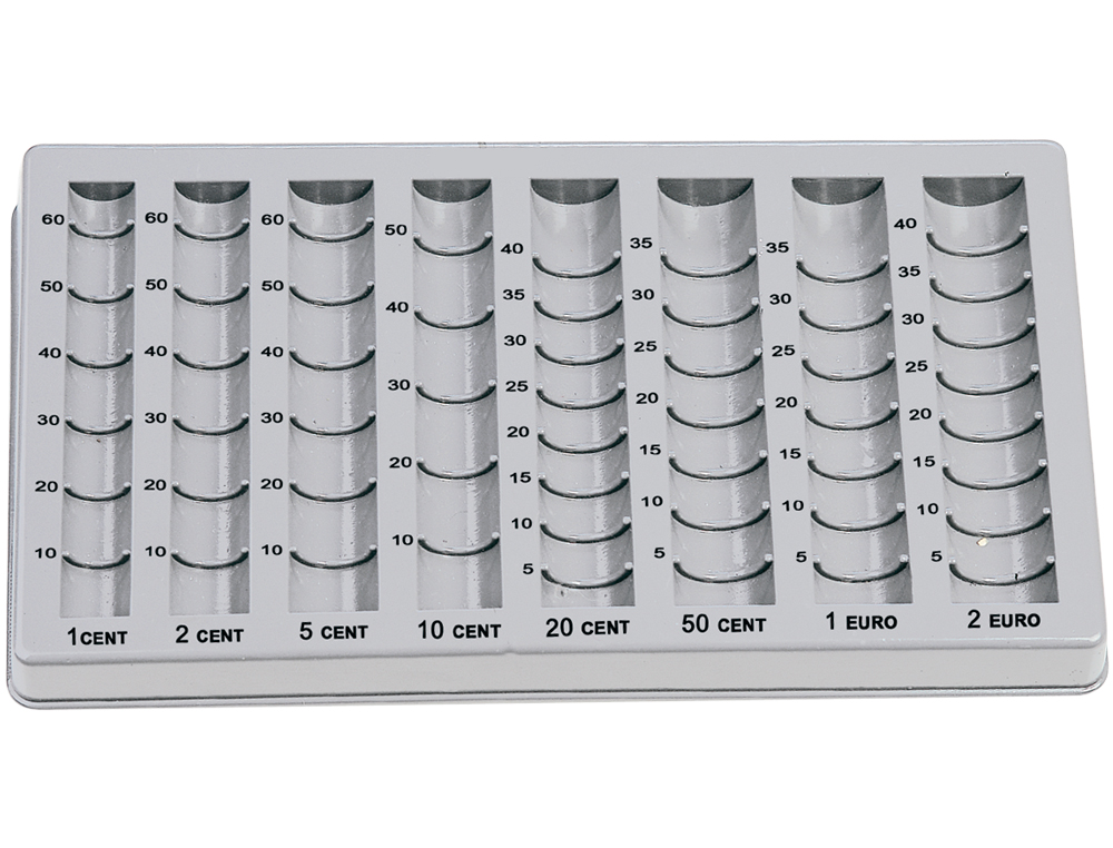 BANDEJA PORTAMONEDAS LIDERPAPEL PLASTICO COLOR GRIS 275X155X24/35 MM