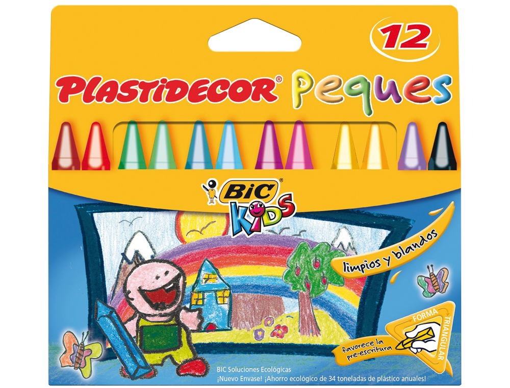 LAPICES CERA PLASTIDECOR PEQUES CAJA DE 12 COLORES SURTIDOS