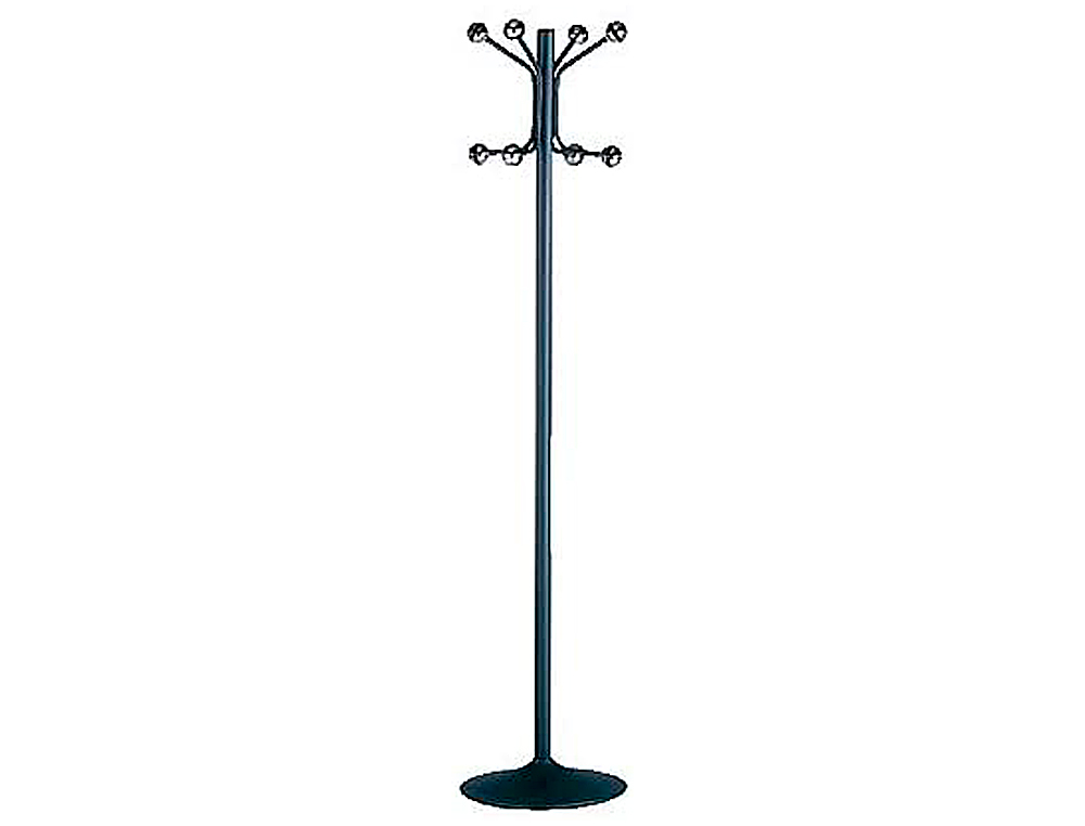 PERCHERO METALICO PIE 8 COLGADORES COLOR NEGRO 177X38 CM