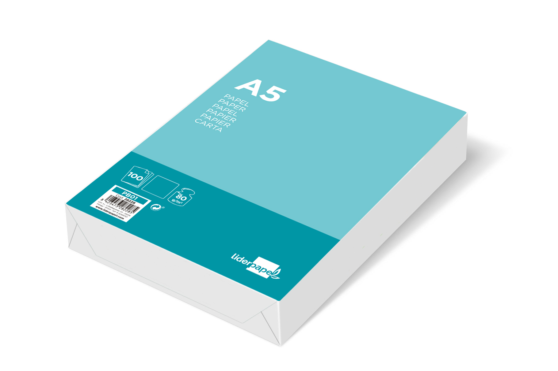 PAPEL LIDERPAPEL A5 80G/M2 LISO PAQUETE DE 100 HOJAS