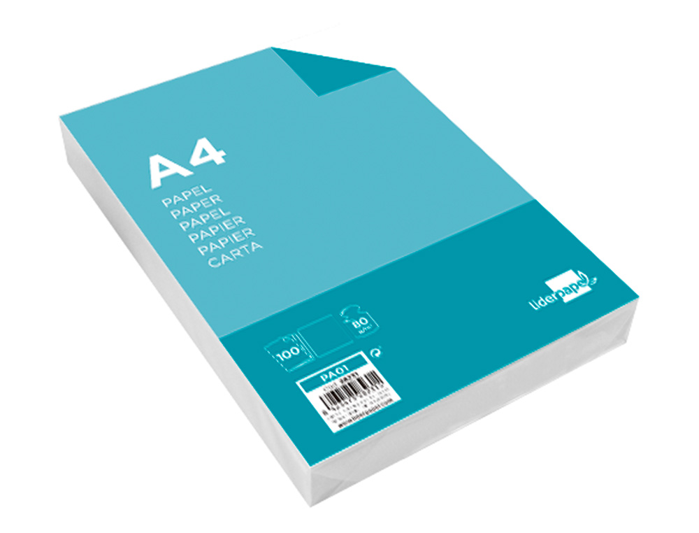 PAPEL LIDERPAPEL A4 80G/M2 LISO PAQUETE DE 100 HOJAS