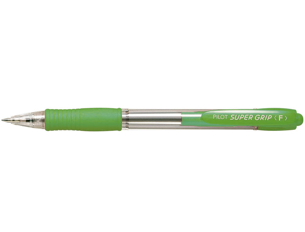 BOLIGRAFO PILOT SUPER GRIP VERDE CLARO RETRACTIL SUJECION DE CAUCHO TINTA BASE DE ACEITE