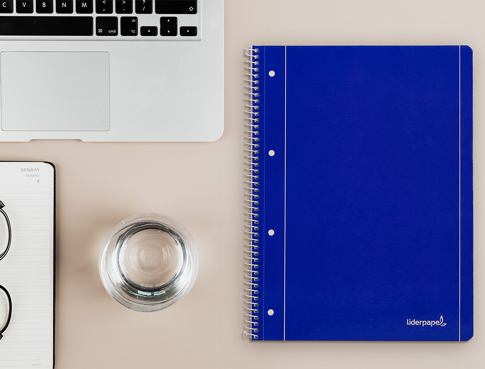 CUADERNO ESPIRAL LIDERPAPEL A4 MICRO SERIE AZUL TAPA BLANDA 80H 75 GR CUADRO 5MM CON MARGEN 4 TALADROS AZUL
