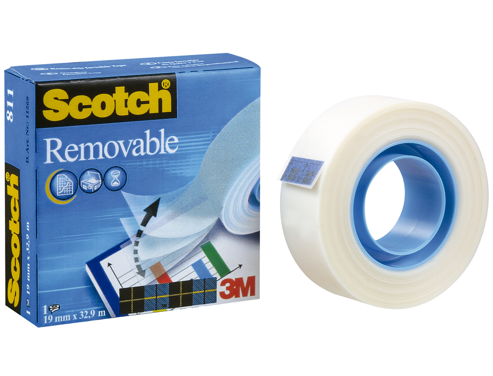 CINTA ADHESIVA SCOTCH MAGIC INVISIBLE REMOVIBLE 33 MT X 19 MM