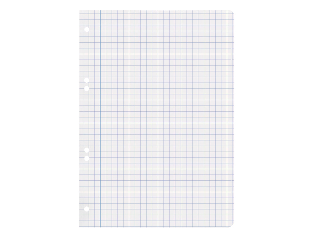 RECAMBIO LIDERPAPEL CUARTO 100 HOJAS 60G/M2 CUADRO 8MM CON MARGEN 6 TALADROS