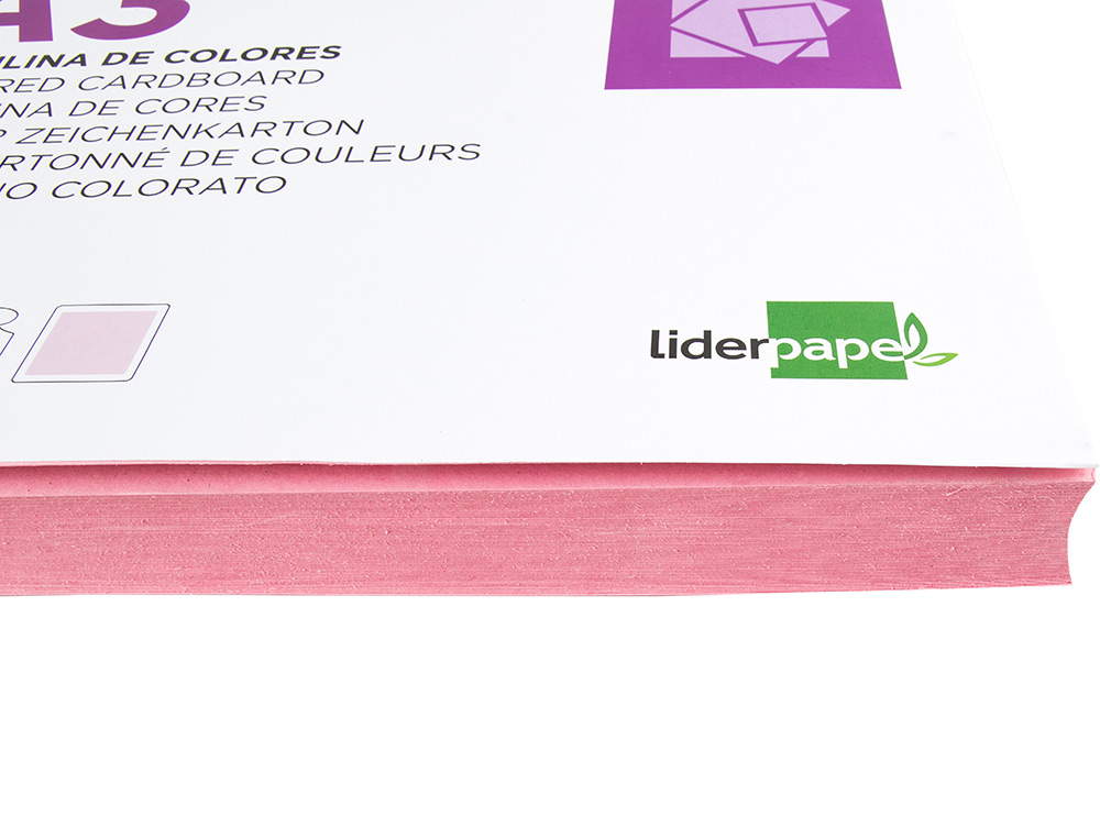 CARTULINA LIDERPAPEL A3 180G/M2 ROSA PAQUETE DE 100 HOJAS