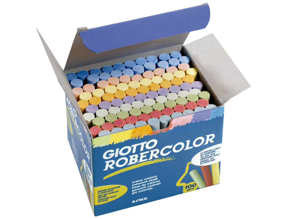 TIZA COLOR ANTIPOLVO ROBERCOLOR CAJA DE 100 UNIDADES COLORES SURTIDOS