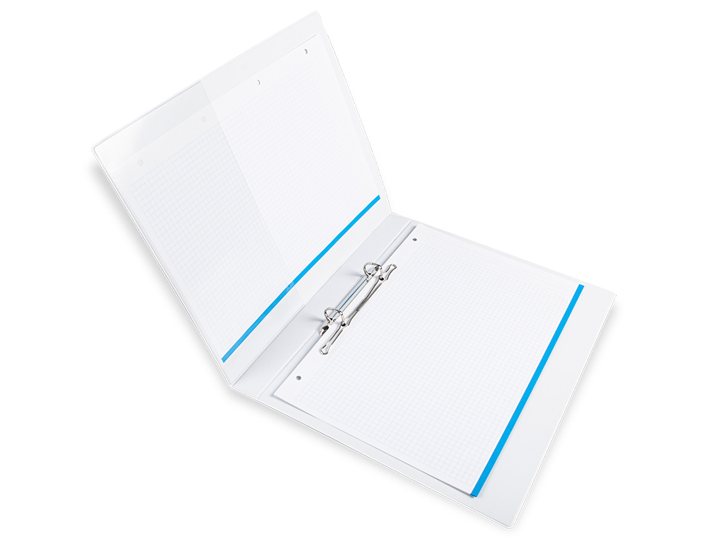CARPETA CANGURO 2 ANILLAS MIXTAS 16MM LIDERPAPEL A4 PLASTICO COLOR BLANCO