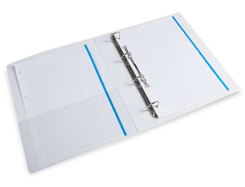 CARPETA CANGURO 4 ANILLAS MIXTAS 25MM LIDERPAPEL A4 PLASTICO COLOR BLANCO