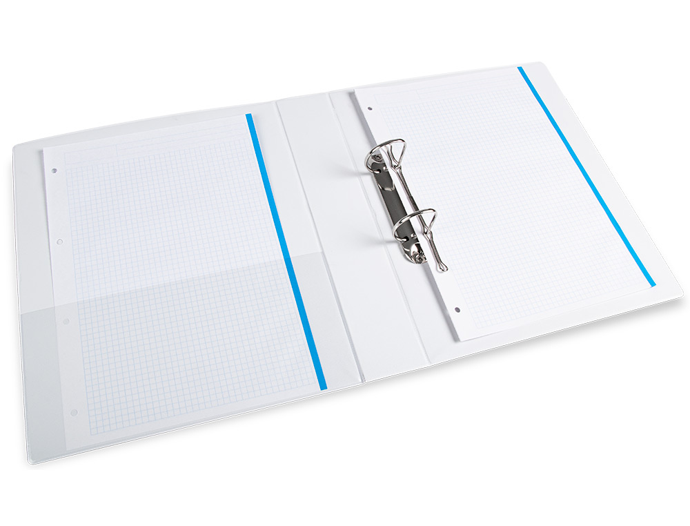 CARPETA CANGURO 2 ANILLAS MIXTAS 40MM LIDERPAPEL A4 PLASTICO COLOR BLANCO