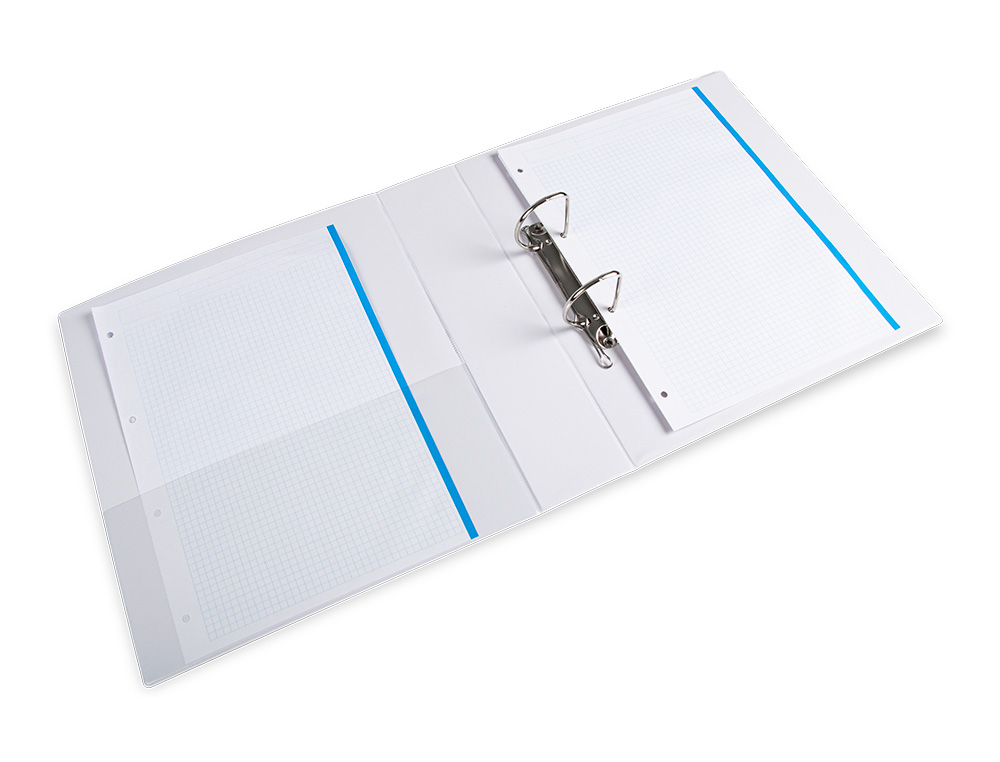 CARPETA CANGURO 2 ANILLAS MIXTAS 55MM LIDERPAPEL A4 PLASTICO COLOR BLANCO