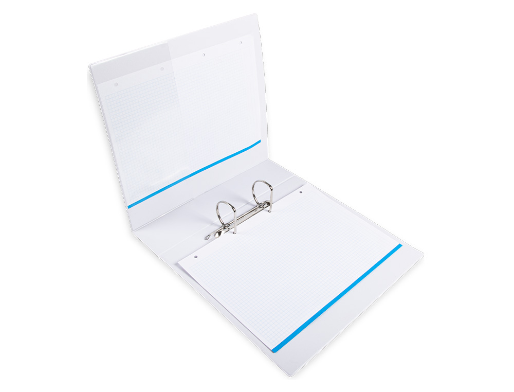 CARPETA CANGURO 2 ANILLAS MIXTAS 55MM LIDERPAPEL A4 PLASTICO COLOR BLANCO