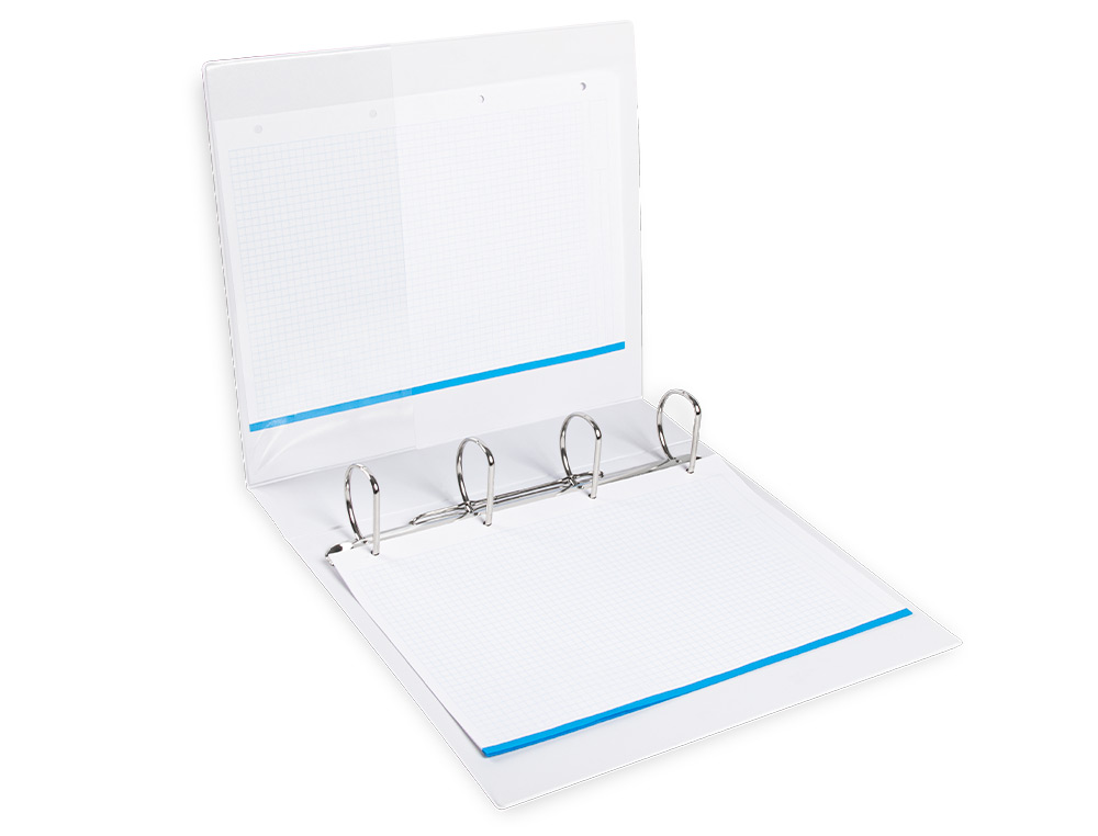 CARPETA CANGURO 4 ANILLAS MIXTAS 55MM LIDERPAPEL A4 PLASTICO COLOR BLANCO