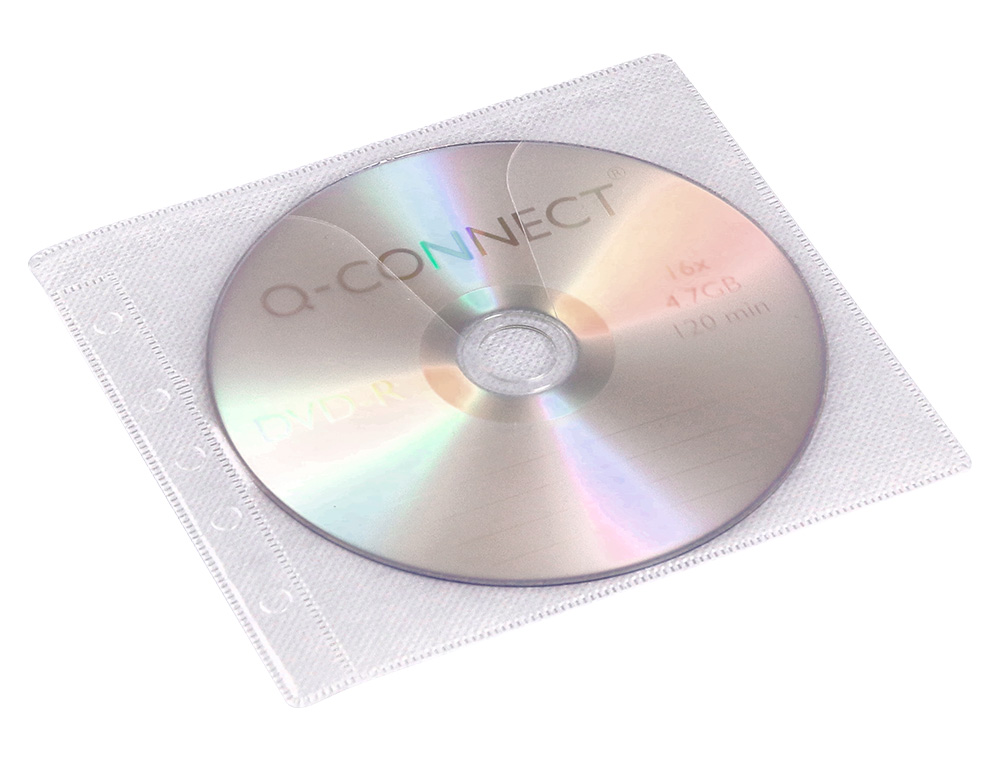 SOBRE PARA 2 CD Q-CONNECT POLIPROPILENO CON SOLAPA MULTITALADRO Y FORRO PROTECTOR-PACK DE 40 UNIDADES