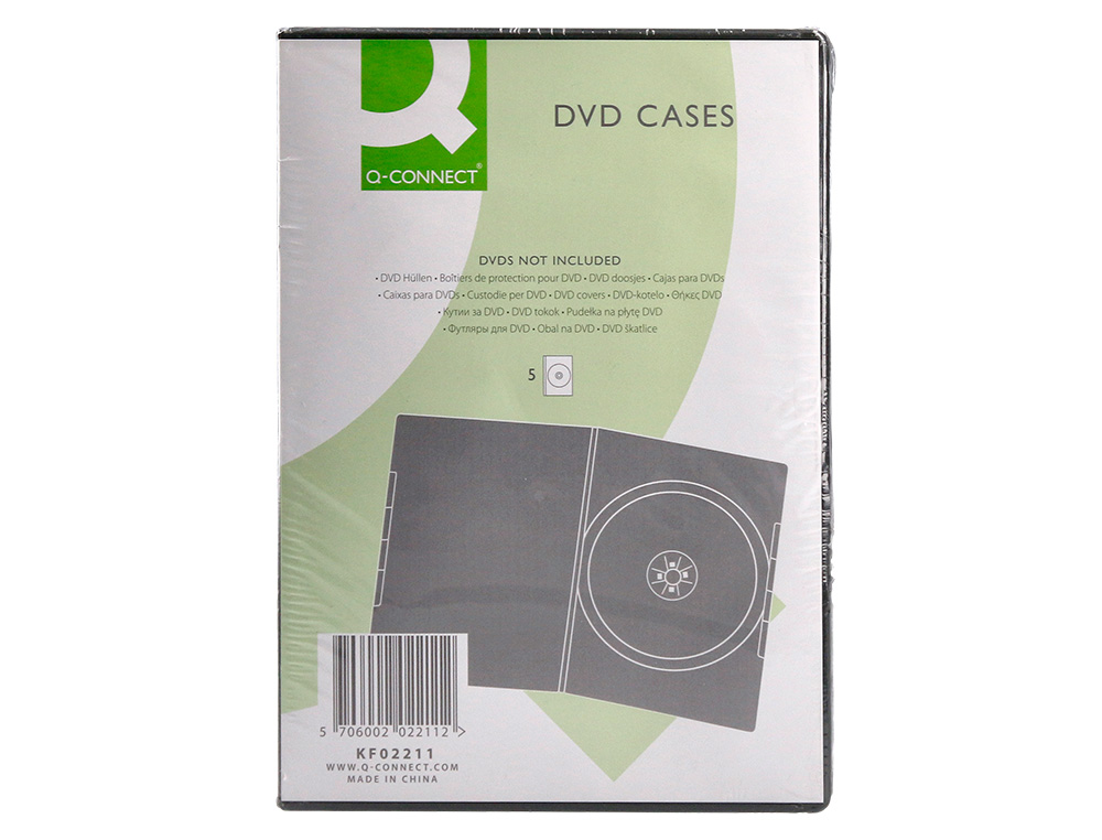 CAJA DVD Q-CONNECT -CON INTERIOR NEGRO -PACK DE 5 UNIDADES