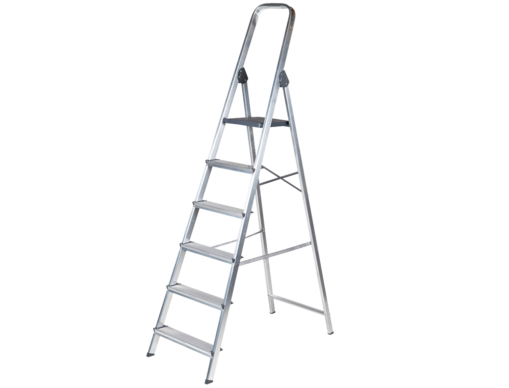 ESCALERA Q-CONNECT DE ALUMINIO 6PELDAÑOS 1203X510X1895 MM PESO MAXIMO 150 KG EN-131