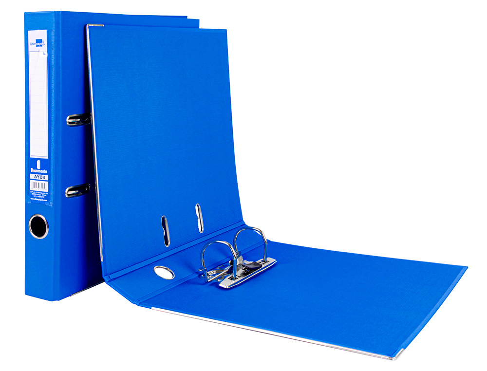 ARCHIVADOR DE PALANCA LIDERPAPEL A4 DOCUMENTA FORRADO PVC CON RADO LOMO 52MM AZUL COMPRESOR METALICO