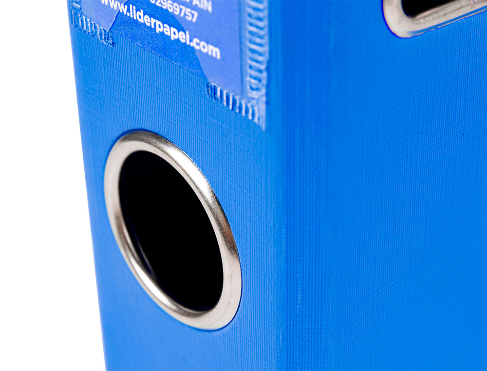 ARCHIVADOR DE PALANCA LIDERPAPEL A4 DOCUMENTA FORRADO PVC CON RADO LOMO 52MM AZUL COMPRESOR METALICO