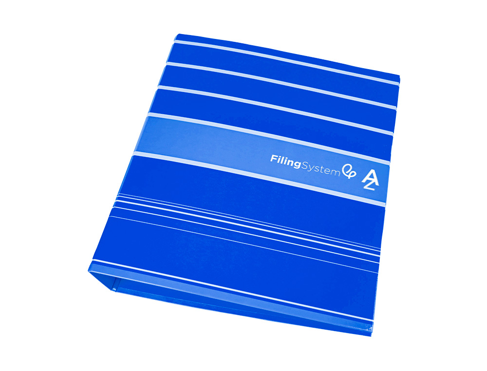 ARCHIVADOR DE PALANCA LIDERPAPEL A4 FILING SYSTEM FORRADO SIN RADO LOMO 80MM AZUL CON CAJA Y COMPRESOR METALICO